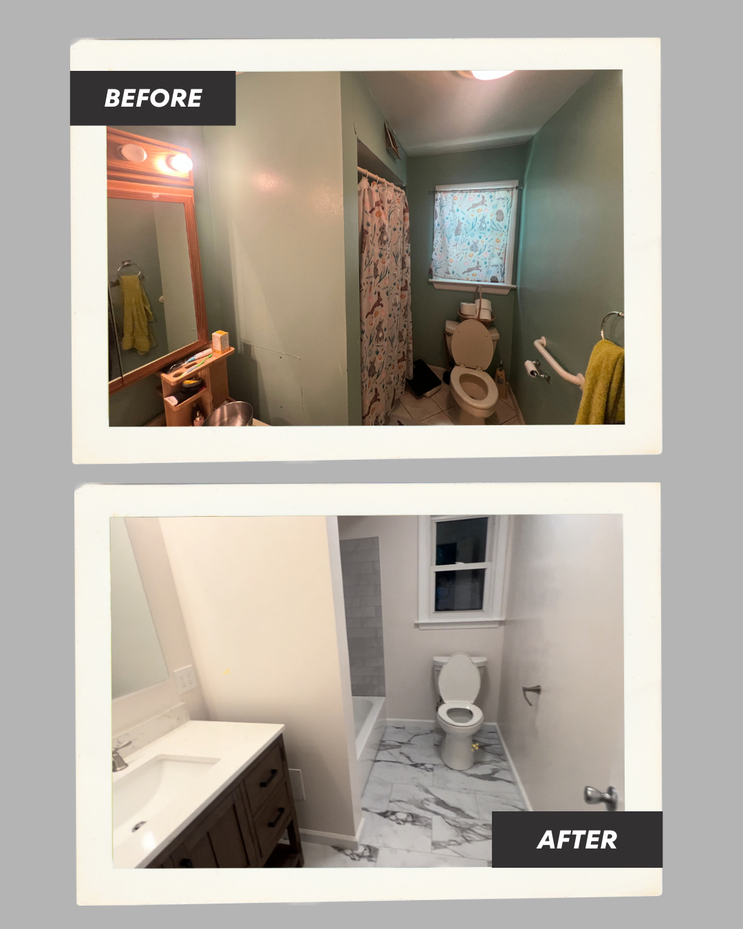 Before and After Bathroom Renovation - Ambassadors Construction