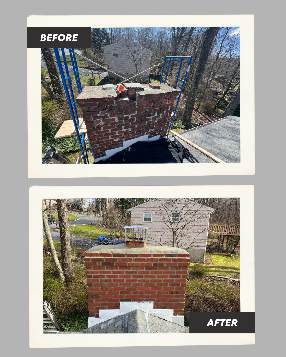 Chimney Repair -Transformation Before and After - Ambassadors Construction